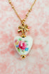 Pink Porcelain Heart Goldtone Necklace