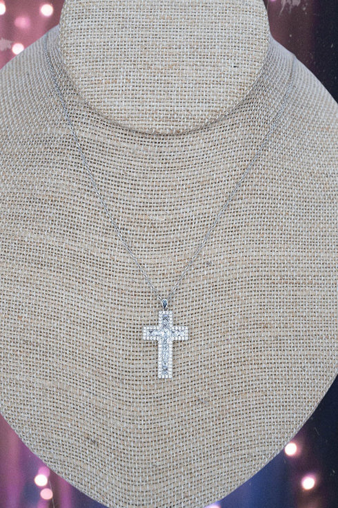 Cubic Zirconia Eternal Silvertone Necklace