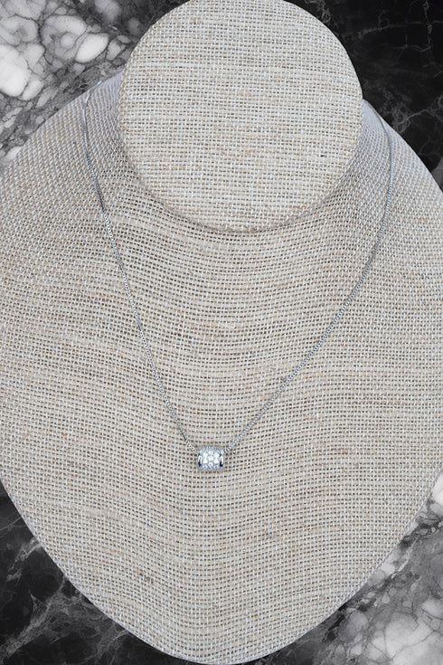 Cubic Zirconia Moonlit Moment Silvertone Necklace