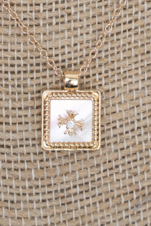 Cubic Zirconia Ivory Devotion Goldtone Necklace