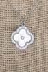 Cubic Zirconia Clover Serenity Silvertone Necklace