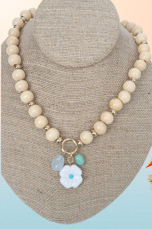 Lanikai Cove Wood Beaded Necklace