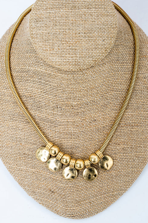 Uptown After Dark Worn Goldtone Omega Chain Necklace