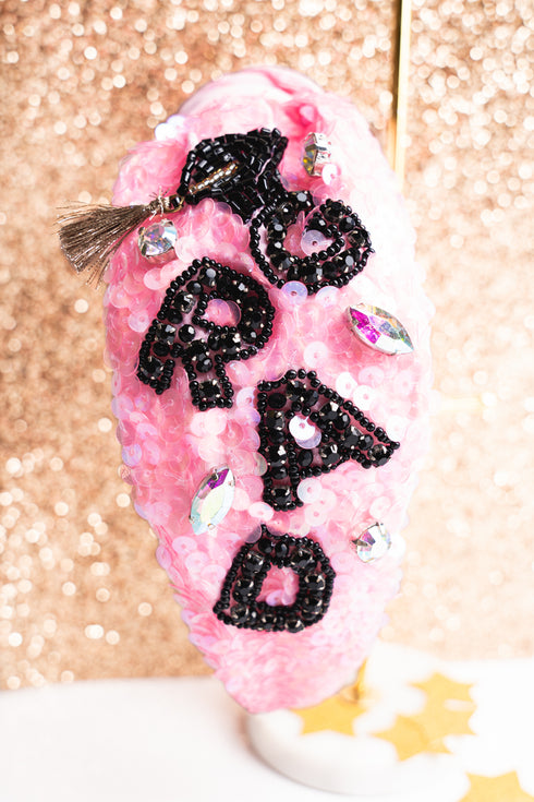'Grad' Seed Bead Sequin Pink Knotted Headband