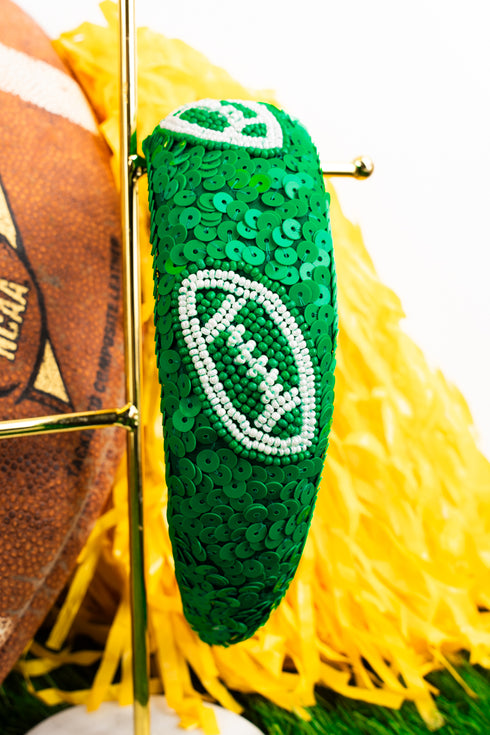 Green Football Seed Bead Sequin Headband