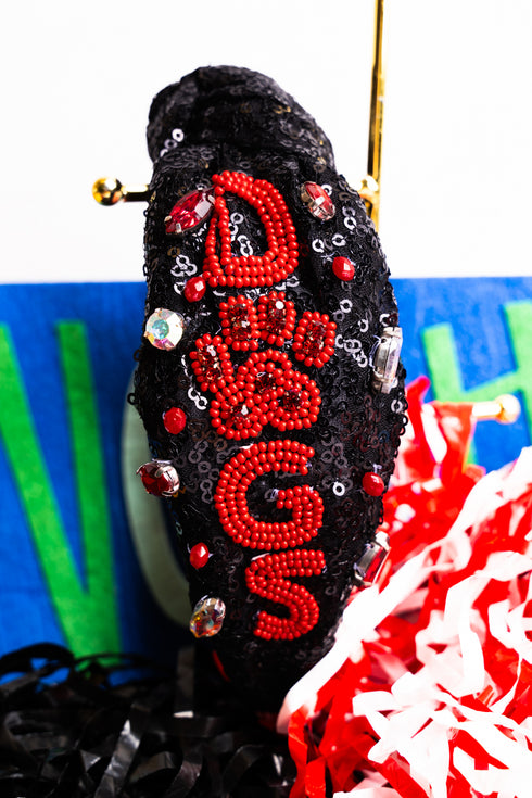 Tailgating Dogs Red & Black Knotted Headband