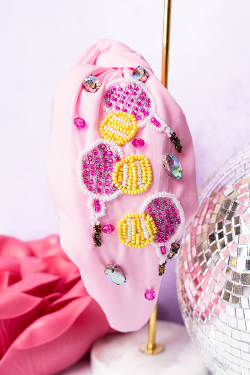 Viola Tennis Ball Pink Knotted Headband