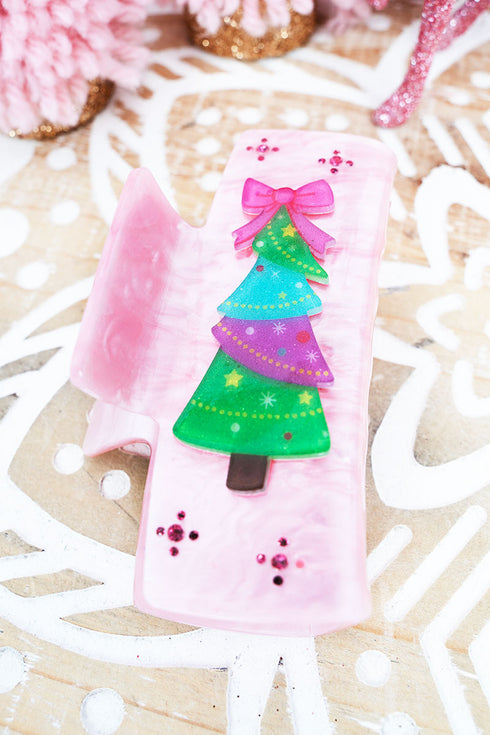 Sweet Season Christmas Tree Pink Hair Claw