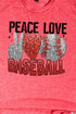 Faux Sequin Peace Love Baseball Transfer Unisex Blend Tee