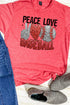 Faux Sequin Peace Love Baseball Transfer Unisex Blend Tee