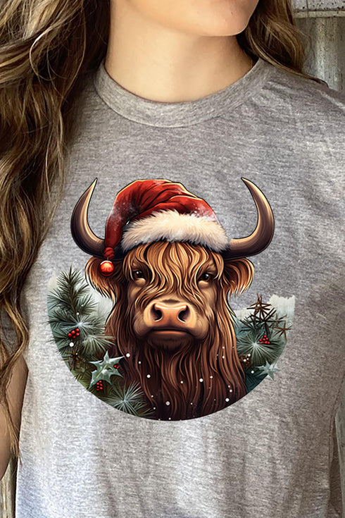 Holly Jolly Highland Cow Unisex Blend Tee