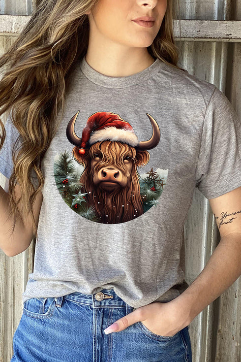 Holly Jolly Highland Cow Unisex Blend Tee
