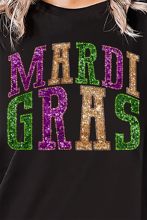Mardi Gras Faux Sequin Embroidery Transfer Unisex Blend Tee