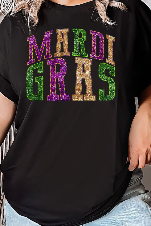 Mardi Gras Faux Sequin Embroidery Transfer Unisex Blend Tee