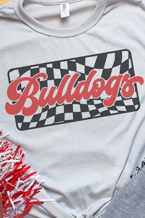Checkered Bulldogs Red Unisex Dri-Power Poly Tee