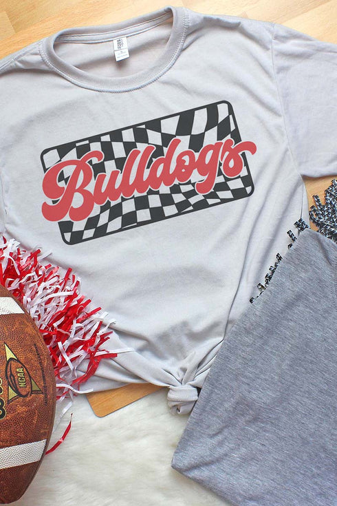 Checkered Bulldogs Red Unisex Dri-Power Poly Tee