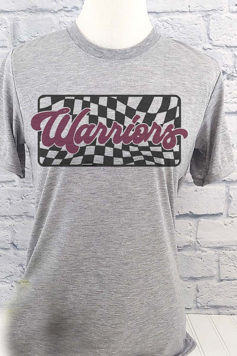 Checkered Warriors Maroon Unisex Dri-Power Poly Tee