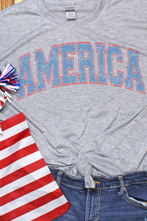 Grunge Arched America Unisex Dri-Power Poly Tee