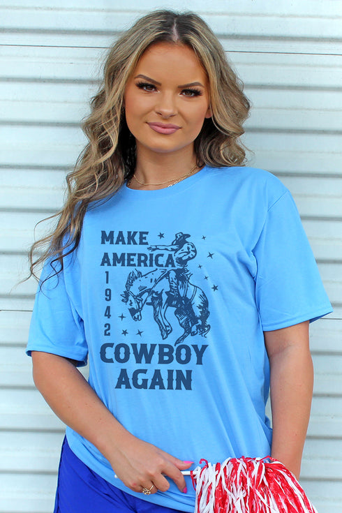 Navy Make America Cowboy Again Unisex Dri-Power Poly Tee
