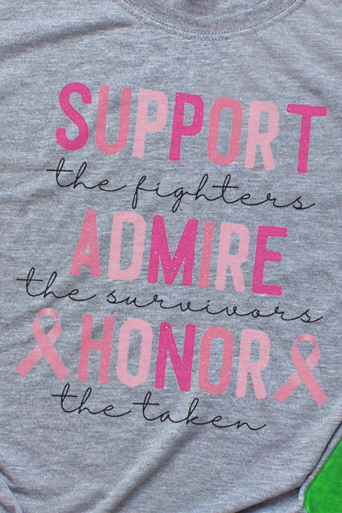 Support Admire Honor Pink Ribbon Unisex Dri-Power Poly Tee