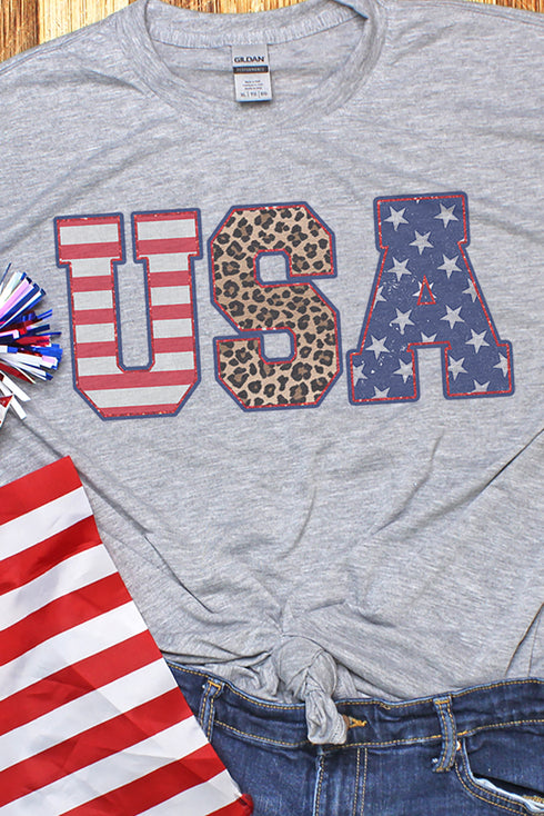 Glitter Leopard USA Unisex Dri-Power Poly Tee