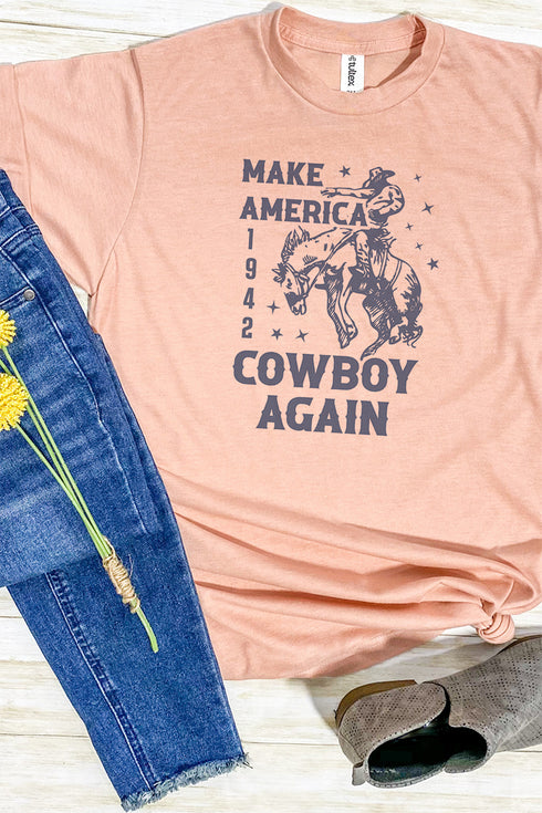 Navy Make America Cowboy Again Unisex Poly-Rich Blend Tee