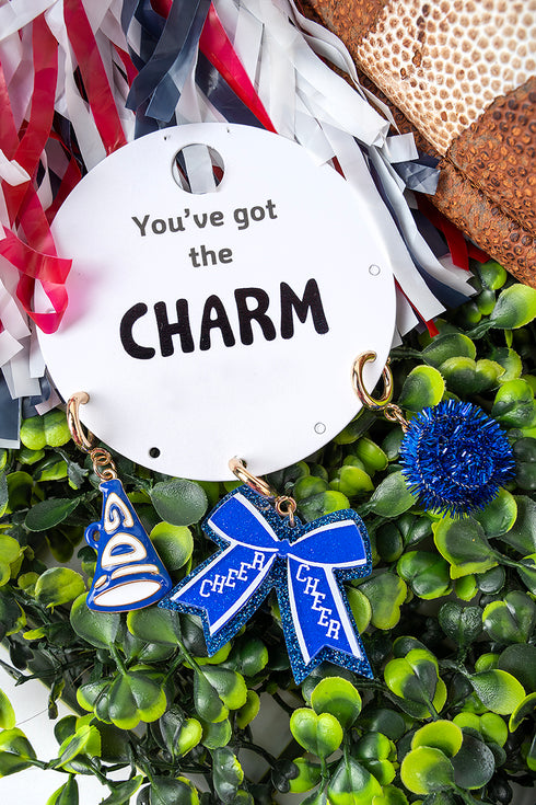 Blue & White Go Team Cheer Charm Set