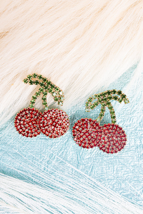 The Cherry On Top Goldtone Crystal Earrings