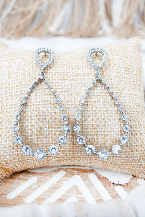 Cubic Zirconia Refined Radiance Silvertone Earrings