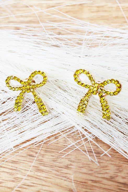 Elizabeth Yellow Crystal Goldtone Bow Earrings