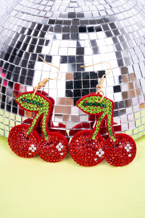 Sparkling Red Cherry Earrings