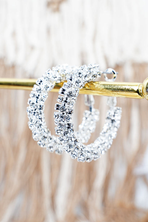 Grand Entrance Silvertone Hoop Earrings