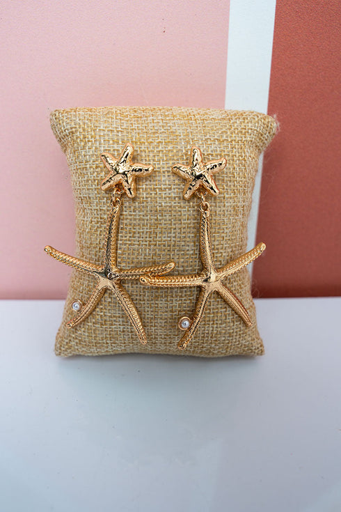 Gilded Tide Starfish Goldtone Earrings