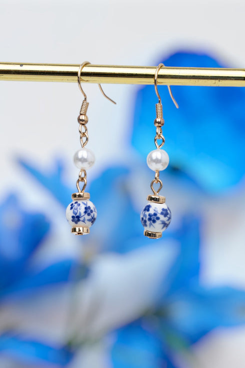 Blue Bloom & Ballad Goldtone Earrings