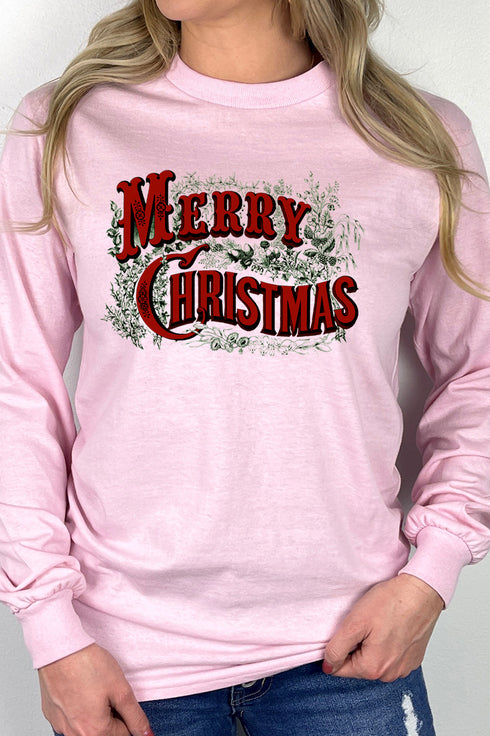 Vintage Merry Christmas Unisex Dri-Power Long-Sleeve 50/50 Tee