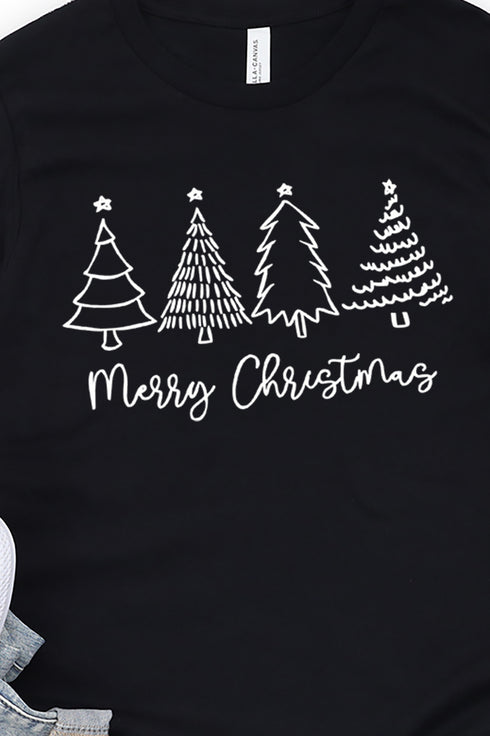 White Merry Christmas Tree Unisex Dri-Power Long-Sleeve 50/50 Tee