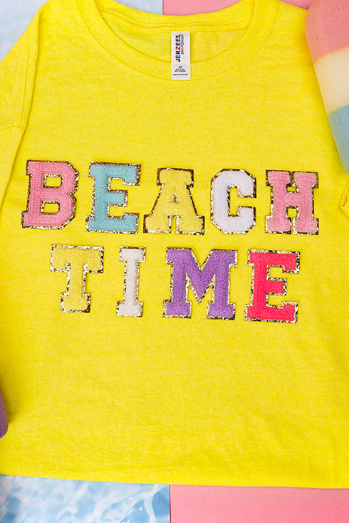 Colorful Beach Time Chenille Patch Dri-Power 50/50 Tee