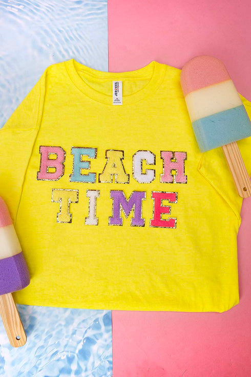 Colorful Beach Time Chenille Patch Dri-Power 50/50 Tee