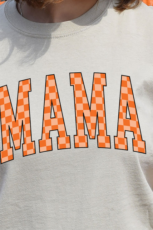 Orange Checkered Mama Unisex Dri-Power Long-Sleeve 50/50 Tee