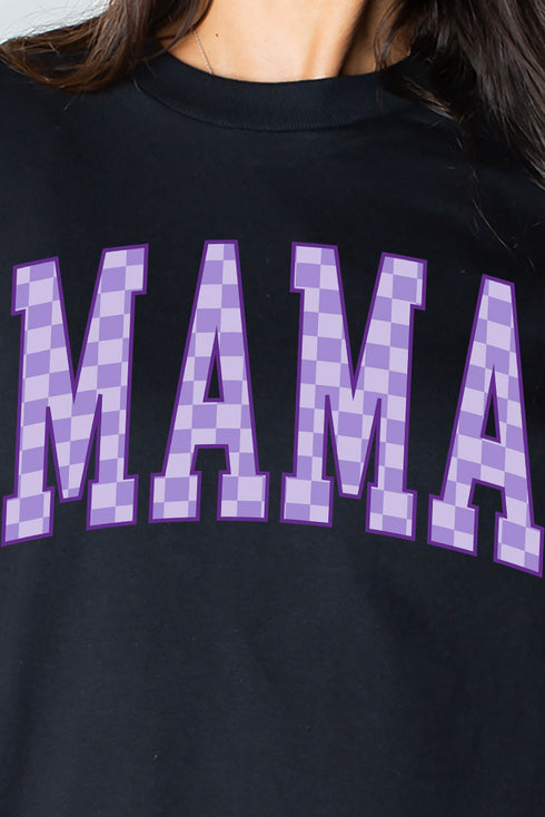 Purple Checkered Mama Unisex Dri-Power Long-Sleeve 50/50 Tee