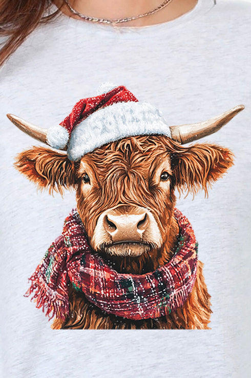 Santa Highland Cow Unisex Dri-Power Long-Sleeve 50/50 Tee
