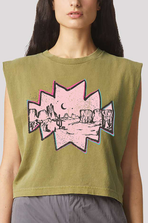 Pink Mesa Moonrise Women's Garment-Dyed Heavyweight Muscle Tee