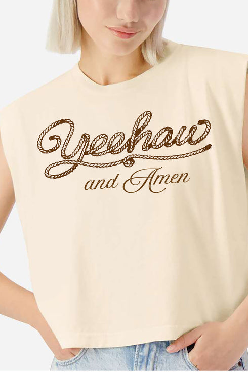 Yeehaw & Amen Women's Garment-Dyed Heavyweight Muscle Tee