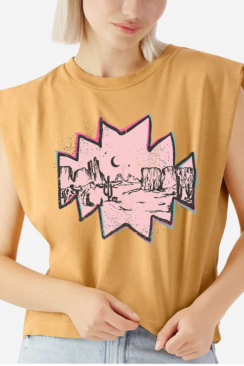 Pink Mesa Moonrise Women's Garment-Dyed Heavyweight Muscle Tee