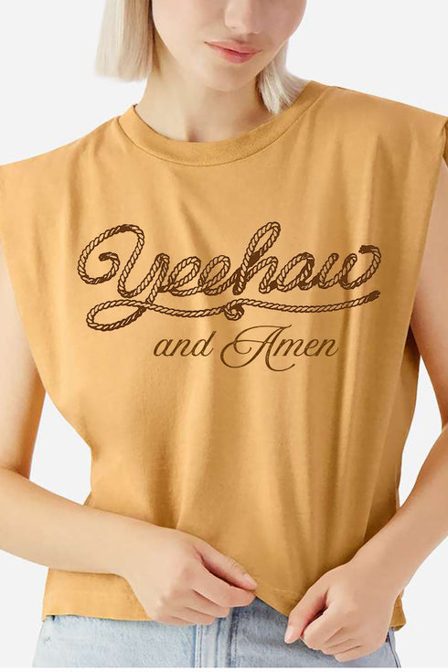 Yeehaw & Amen Women's Garment-Dyed Heavyweight Muscle Tee