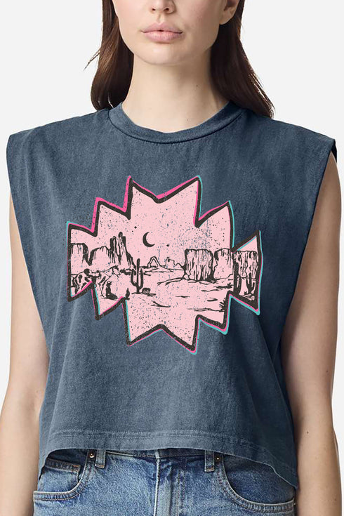 Pink Mesa Moonrise Women's Garment-Dyed Heavyweight Muscle Tee