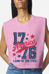 1776 Retro Women's Garment-Dyed Heavyweight Muscle Tee