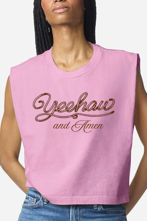 Yeehaw & Amen Women's Garment-Dyed Heavyweight Muscle Tee