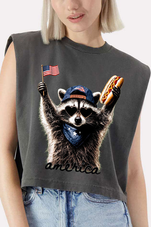 America's Backyard BBQ Bandit Women's Garment-Dyed Heavyweight Muscle Tee