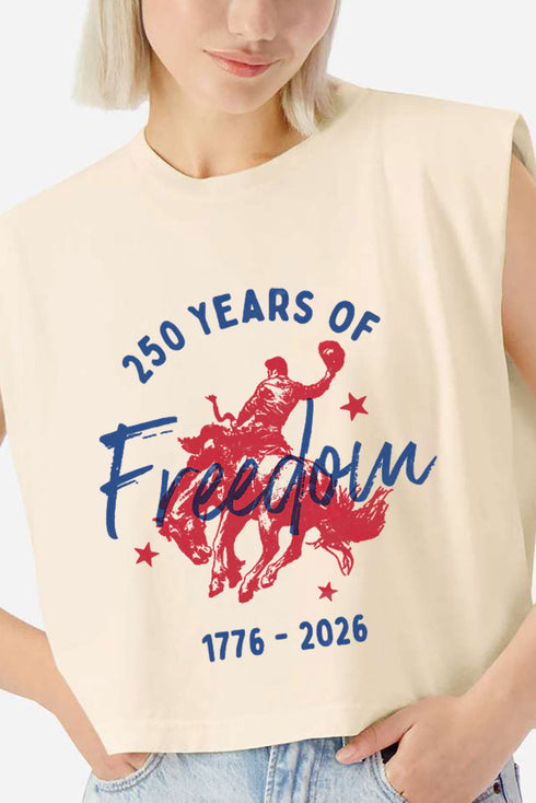 Cowboy 250 Years Of Freedom Women's Garment-Dyed Heavyweight Muscle Tee